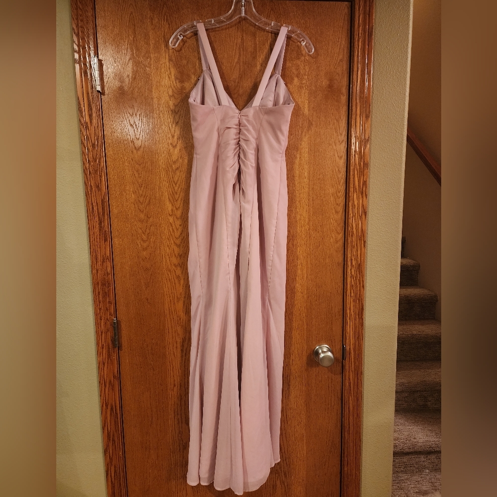 White by Vera Wang Pink Blush Ballet Bridesmaid Ruched Maxi Dress Gown Size 6 - Picture 2 of 4